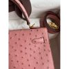 Hermes Kelly Sellier 25 Handmade Bag In Terre Cuite Ostrich Leather - Image 5