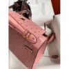 Hermes Kelly Sellier 25 Handmade Bag In Terre Cuite Ostrich Leather - Image 9