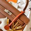 Hermes Kelly Retourne 25 Handmade Bag In Gold Swift Calfskin - Image 4