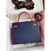 Hermes Kelly Sellier 28 Bicolor Bag in Blue Saphir and Rose Lipstick Epsom Calfskin - Image 2