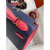 Hermes Kelly Sellier 28 Bicolor Bag in Blue Saphir and Rose Lipstick Epsom Calfskin - Image 5