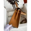 Hermes Kelly Sellier 28 Bicolor Bag in Trench and Gold Epsom Calfskin - Image 4