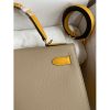 Hermes Kelly Sellier 28 Bicolor Bag in Trench and Yellow Epsom Calfskin - Image 4