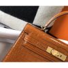 Hermes Kelly 28cm Bag In Brown Embossed Crocodile GHW - Image 6