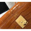 Hermes Kelly 28cm Bag In Brown Embossed Crocodile GHW - Image 7