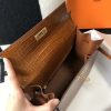 Hermes Kelly 28cm Bag In Brown Embossed Crocodile GHW - Image 8