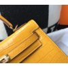Hermes Kelly 28cm Bag In Yellow Embossed Crocodile GHW - Image 6