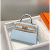 Hermes Kelly Mini II Bag In Blue Brume Epsom Leather PHW - Image 2