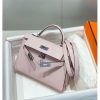 Hermes Kelly Mini II Bag In Mauve Pale Epsom Leather PHW - Image 4