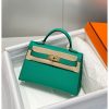 Hermes Kelly Mini II Bag In Vert Jade Epsom Leather GHW - Image 2