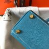 Hermes Blue Jean Clemence Kelly 20cm GHW Bag - Image 6