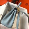 Hermes Blue Lin Clemence Kelly 20cm GHW Bag - Image 3