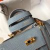Hermes Blue Lin Clemence Kelly 20cm GHW Bag - Image 4