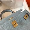 Hermes Blue Lin Clemence Kelly 20cm GHW Bag - Image 5