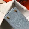Hermes Blue Lin Clemence Kelly 20cm GHW Bag - Image 6