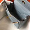 Hermes Blue Lin Clemence Kelly 20cm GHW Bag - Image 8
