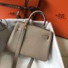 Hermes Grey Clemence Kelly 20cm GHW Bag - Image 2