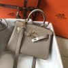 Hermes Grey Clemence Kelly 20cm GHW Bag - Image 3