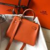 Hermes Mini Kelly 20cm Bag In Orange Clemence Leather - Image 2