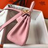 Hermes Pink Clemence Kelly 20cm GHW Bag - Image 3