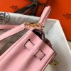 Hermes Pink Clemence Kelly 20cm GHW Bag - Image 4