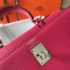 Hermes Mini Kelly 20cm Bag In Rose Red Clemence Leather - Image 6