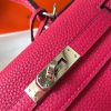 Hermes Mini Kelly 20cm Bag In Rose Red Clemence Leather - Image 7