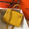 Hermes Mini Kelly 20cm Bag In Yellow Clemence Leather - Image 2