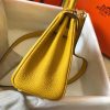 Hermes Mini Kelly 20cm Bag In Yellow Clemence Leather - Image 3
