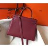 Hermes Bordeaux Clemence Kelly 25cm GHW Bag - Image 2