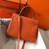 Hermes Orange Clemence Kelly 25cm GHW Bag - Image 2