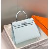 Hermes Kelly 25cm Sellier Bag In Blue Brume Epsom Leather - Image 4