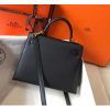 Hermes Black Epsom Kelly 25cm Sellier Handmade Bag - Image 2