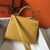 Hermes Kelly 25cm Sellier Bag In Yellow Epsom Leather - Image 2
