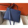 Hermes Kelly 32cm Sellier Bag In Blue Agate Epsom Leather - Image 2