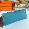 Hermes Kelly Cut Handmade Bag in Blue Jean Epsom Calfskin - Image 2