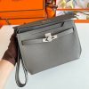 Hermes Kelly Depeches 25 Pouch in Etain Epsom Calfskin - Image 7