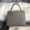 Hermes Kelly 25cm Handmade Bag In Gris Asphalt Ostrich Skin - Image 2