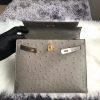 Hermes Kelly 25cm Handmade Bag In Gris Asphalt Ostrich Skin - Image 3