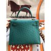 Hermes Kelly 25cm Handmade Bag In Vert Vertigo Ostrich Skin - Image 2