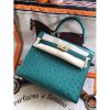 Hermes Kelly 25cm Handmade Bag In Vert Vertigo Ostrich Skin - Image 8