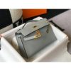 Hermes Kelly Pochette Bag In Blue Glacier Epsom Leather - Image 3