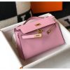 Hermes Kelly Pochette Bag In Mauve Sylvestre Epsom Leather - Image 3