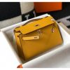 Hermes Kelly Pochette Bag In Yellow Epsom Leather - Image 4