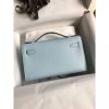 Hermes Kelly Pochette Handmade Bag In Blue Brume Swift Calfskin - Image 2