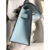 Hermes Kelly Pochette Handmade Bag In Blue Brume Swift Calfskin - Image 7