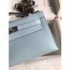 Hermes Kelly Pochette Handmade Bag In Blue Brume Swift Calfskin - Image 9