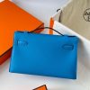 Hermes Kelly Pochette Handmade Bag In Blue Frida Swift Calfskin - Image 3