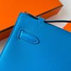 Hermes Kelly Pochette Handmade Bag In Blue Frida Swift Calfskin - Image 4