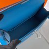 Hermes Kelly Pochette Handmade Bag In Blue Frida Swift Calfskin - Image 8